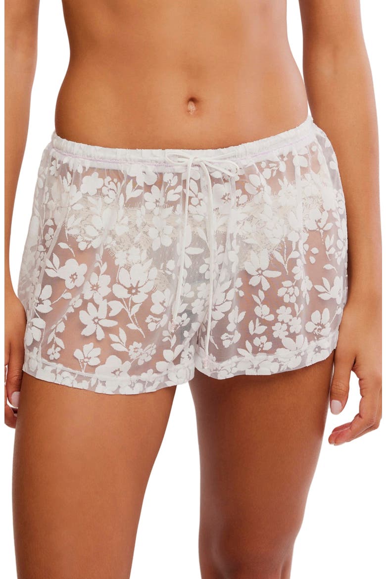Early Sunsets Lace Pajama Shorts, Main, color, IVORY