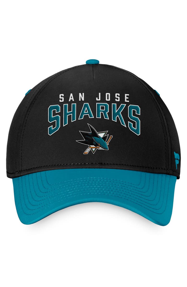FANATICS Men's Fanatics Branded Black/Teal San Jose Sharks Fundamental 2-Tone Flex Hat, Alternate, color, 
