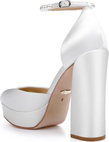 【Badgley Mischka】Felixa Ankle Strap Platform Sandal Felixa Platform with Gemstone Ankle Strap by Badgley Mishcka