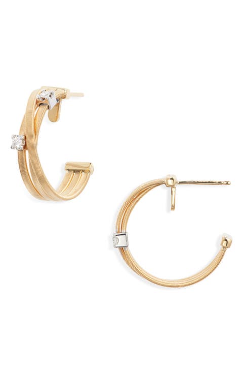 Goa Coil & Diamond Triple Hoop Earrings