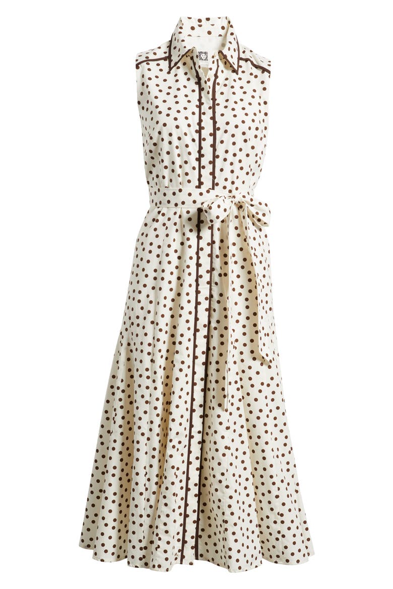 Polka Dot Midi Shirtdress, Alternate, color, WHITE / DARK CHOCOLATE
