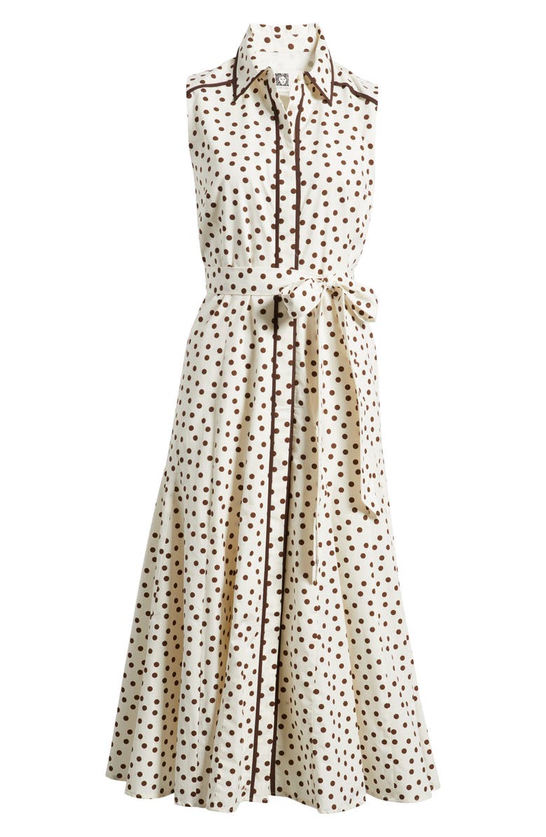 Anne Klein Polka Dot Midi Shirtdress, Alternate, color, White / Dark Chocolate