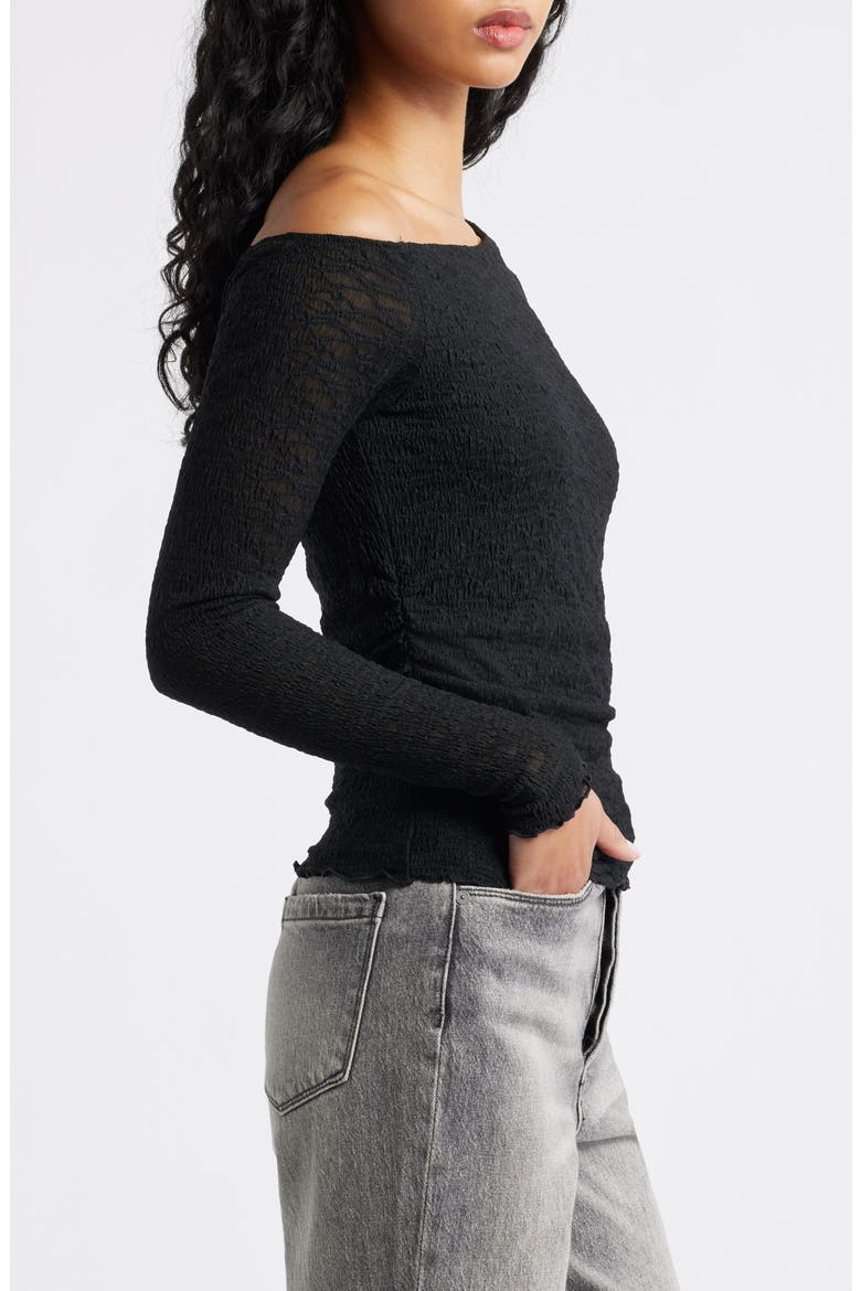 One-Shoulder Lace Top, Alternate, color, BLACK