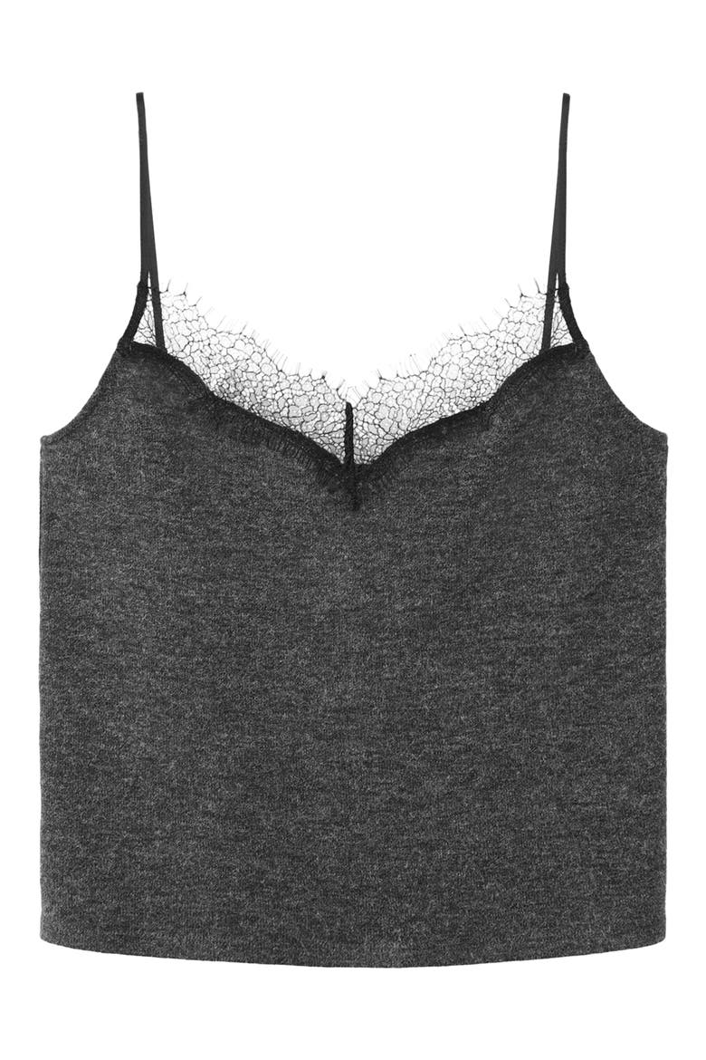 Lace Trim Camisole, Alternate, color, DARK HEATHER GREY