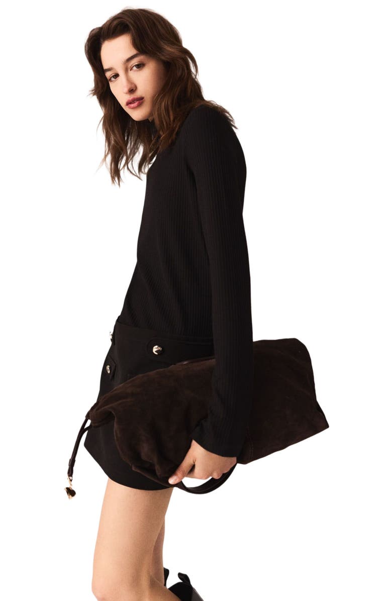 maje Mini turtle neck dress, Alternate, color, Black