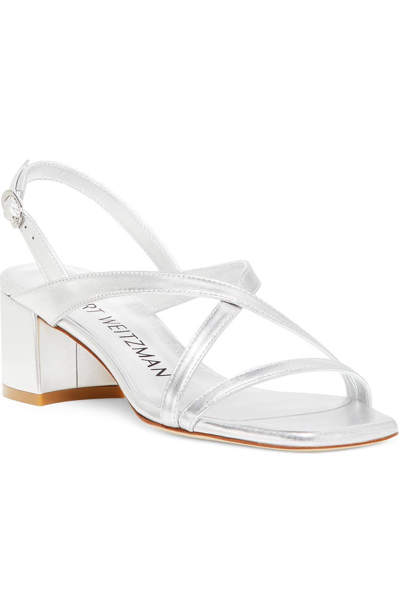 Stuart Weitzman Oasis 50 Block Sandal, Main, color, Silver