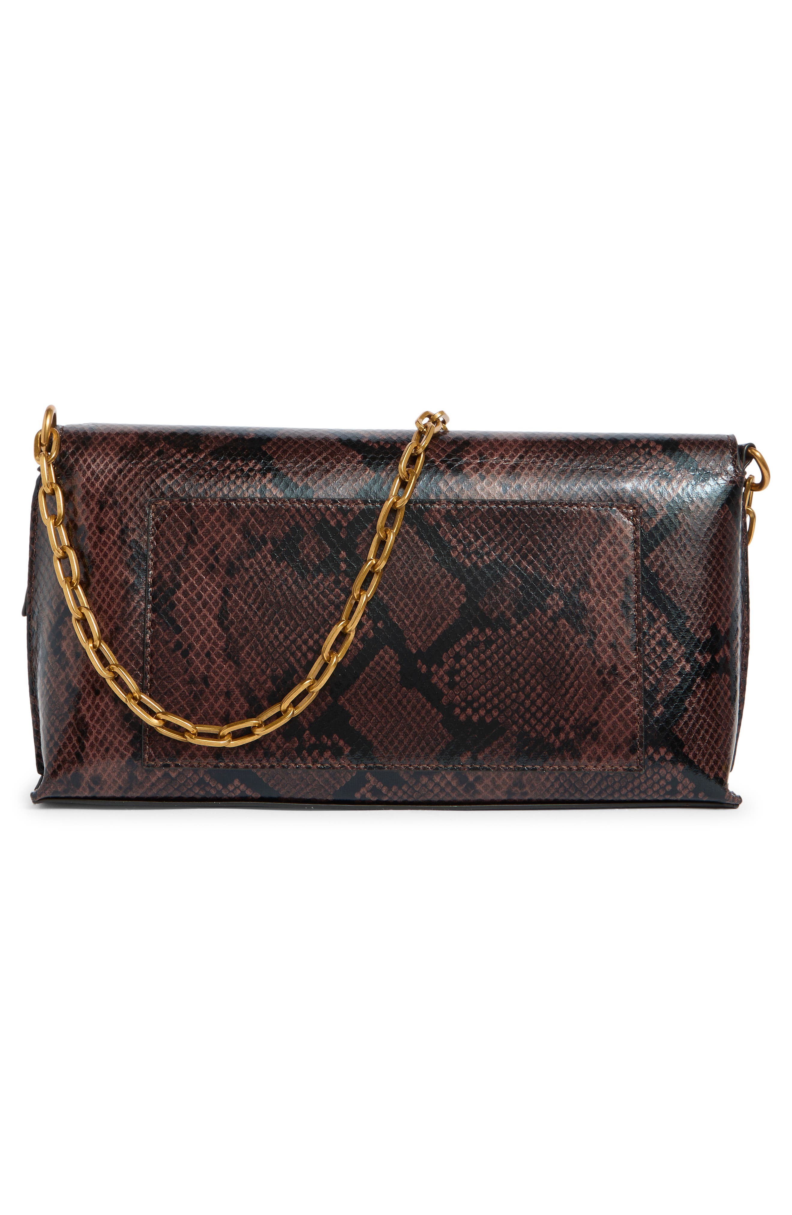 Bdahlia Faux Leather Shoulder Bag, Alternate, color, DARK BROWN SNAKE / BLACK
