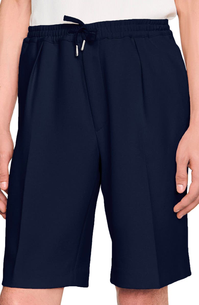 SANDRO Jersey Bermuda shorts, Alternate, color, Navy Blue