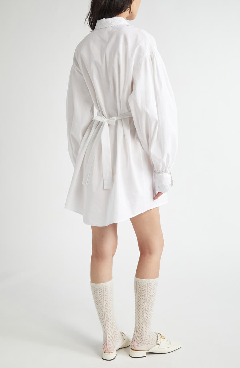 Valentino Garavani Floral Embroidered Ruffle Long Sleeve Minidress, Alternate, color, White