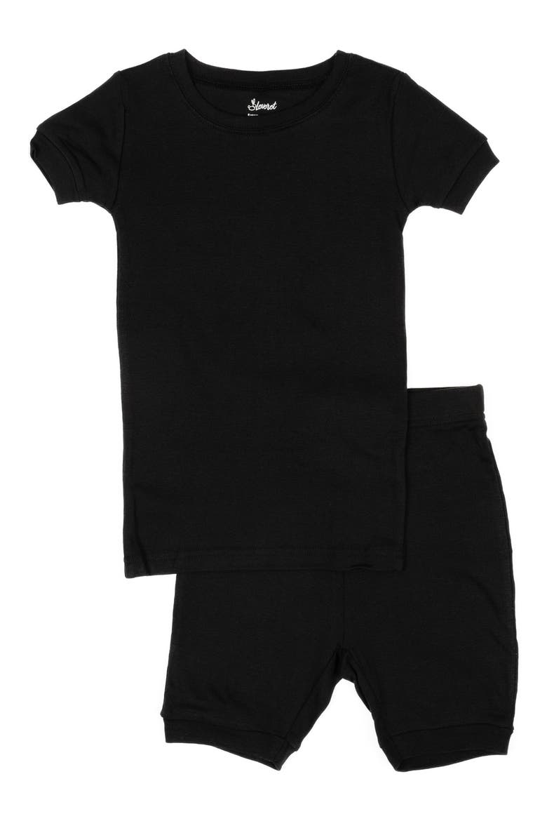 Solid 2-Piece Cotton Shorts Pajamas, Main, color, BLACK