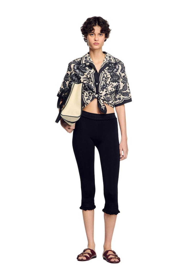 Floral motif shirt, Alternate, color, Ecru / black