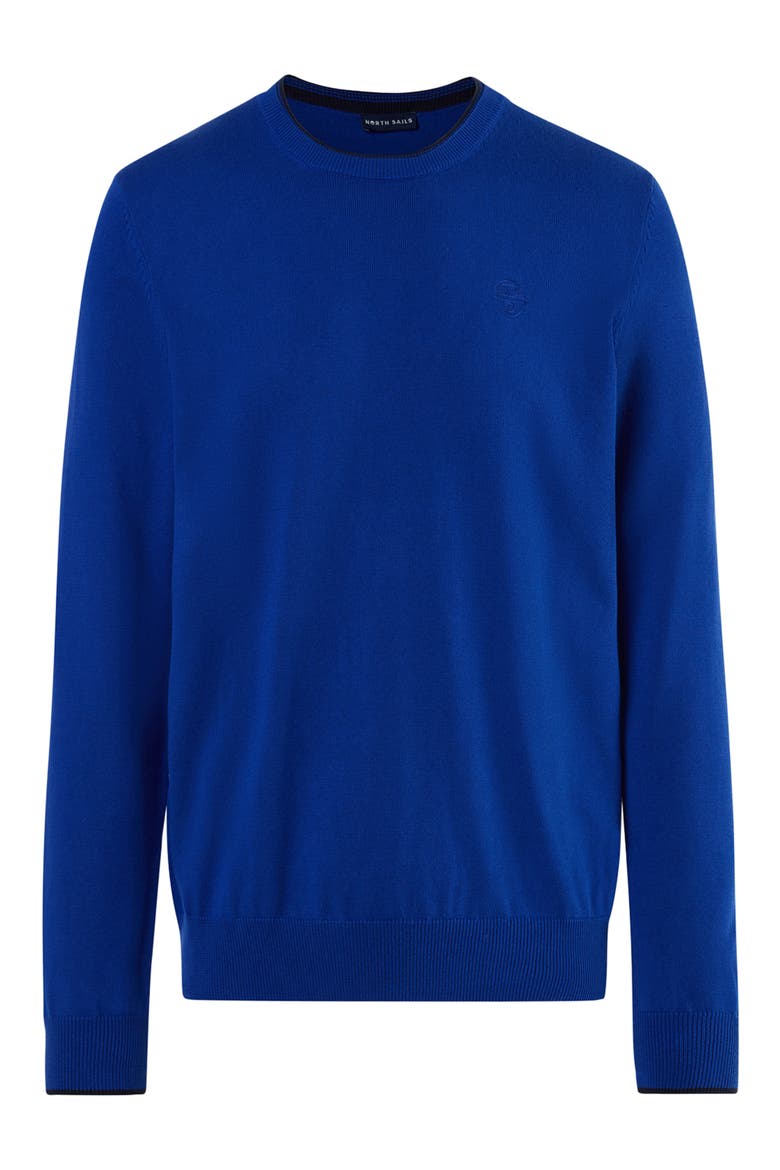 Tipped Logo Embroidered Crewneck Sweater, Main, color, SURF BLUE