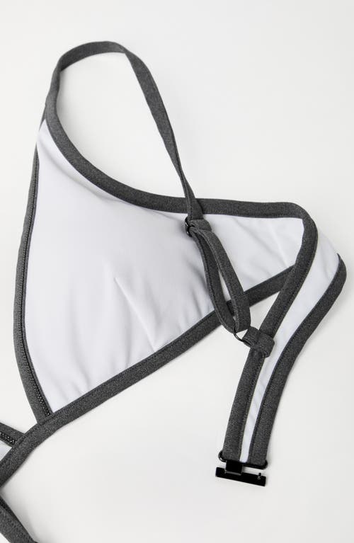 Shop Brunello Cucinelli Bikini Top With Monili In White
