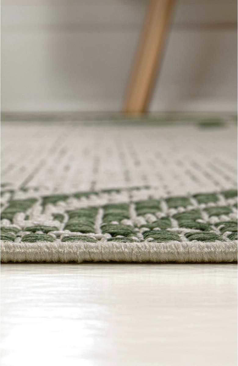 JONATHAN Y Isla Coastal Cottage Palm Frond Border Indoor/Outdoor Area Rug, Alternate, color, Green/Cream