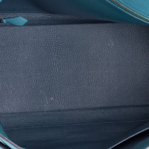 Pre-owned Hermes Hermes Kelly Handbag Blue Togo With Gold Hardware 35 In Blue