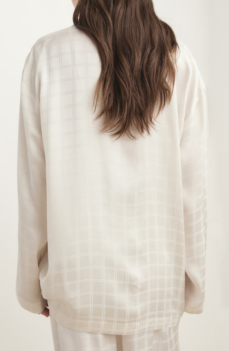 MANGO Check Pajama Top, Alternate, color, Ivory White