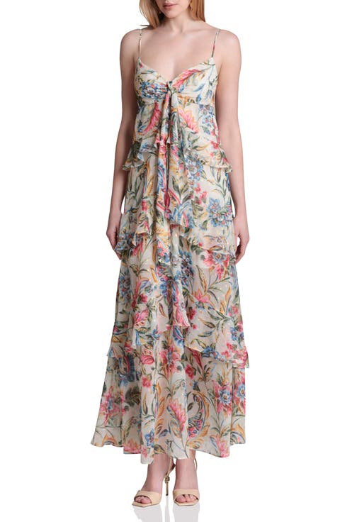 Tie Front Ruffle Maxi Dress