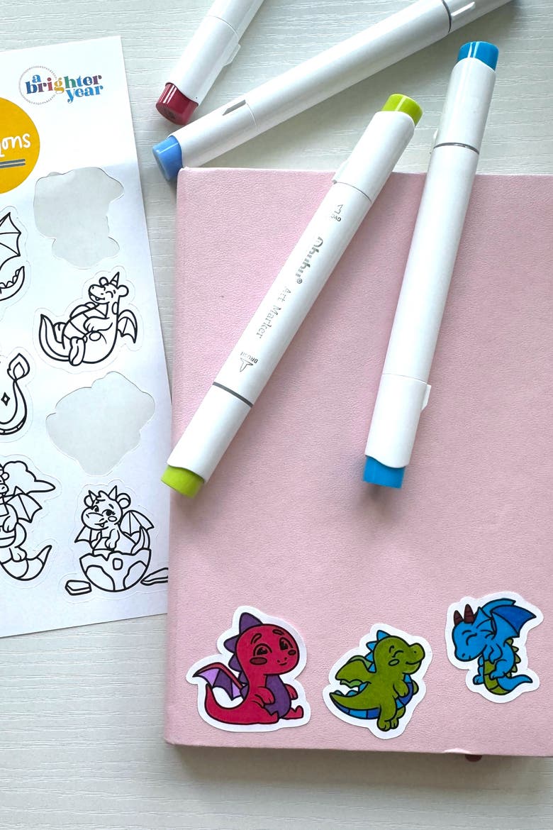 Color Your Own Sticker Pages, Alternate, color, Mythical + Magical
