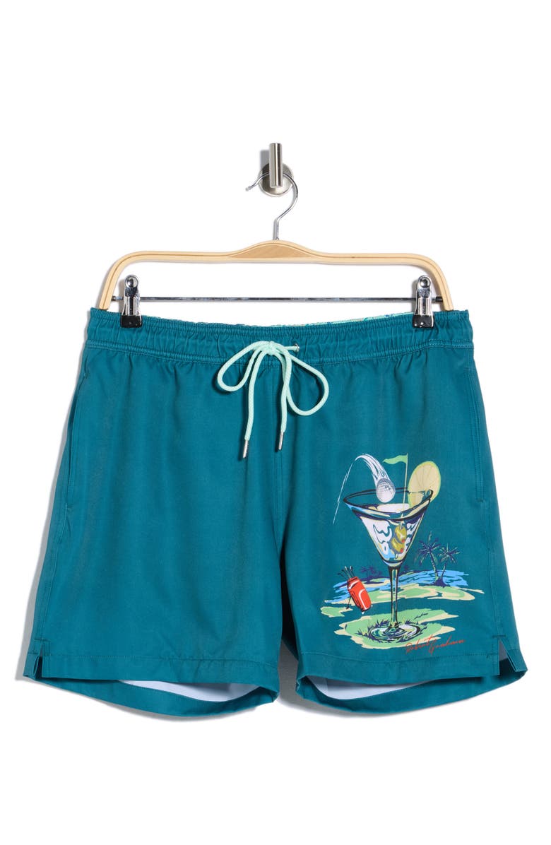 Robert Graham Golf Martini Swim Trunks, Main, color, Mediterranean