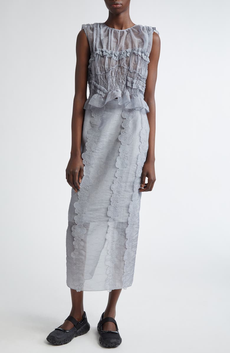 Cecilie Bahnsen Uphi Smocked Sheer Organza Top, Alternate, color, 