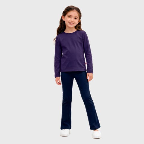 Girls Soft 100% Cotton Flare Boot-Cut Leggings