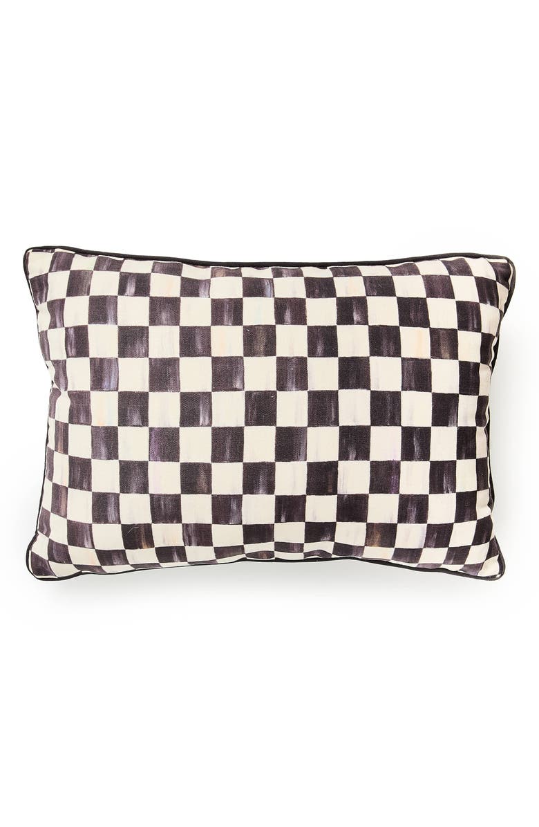 MACKENZIE CHILDS Courtly Check Print Outdoor Lumbar Pillow, Main, color, Black