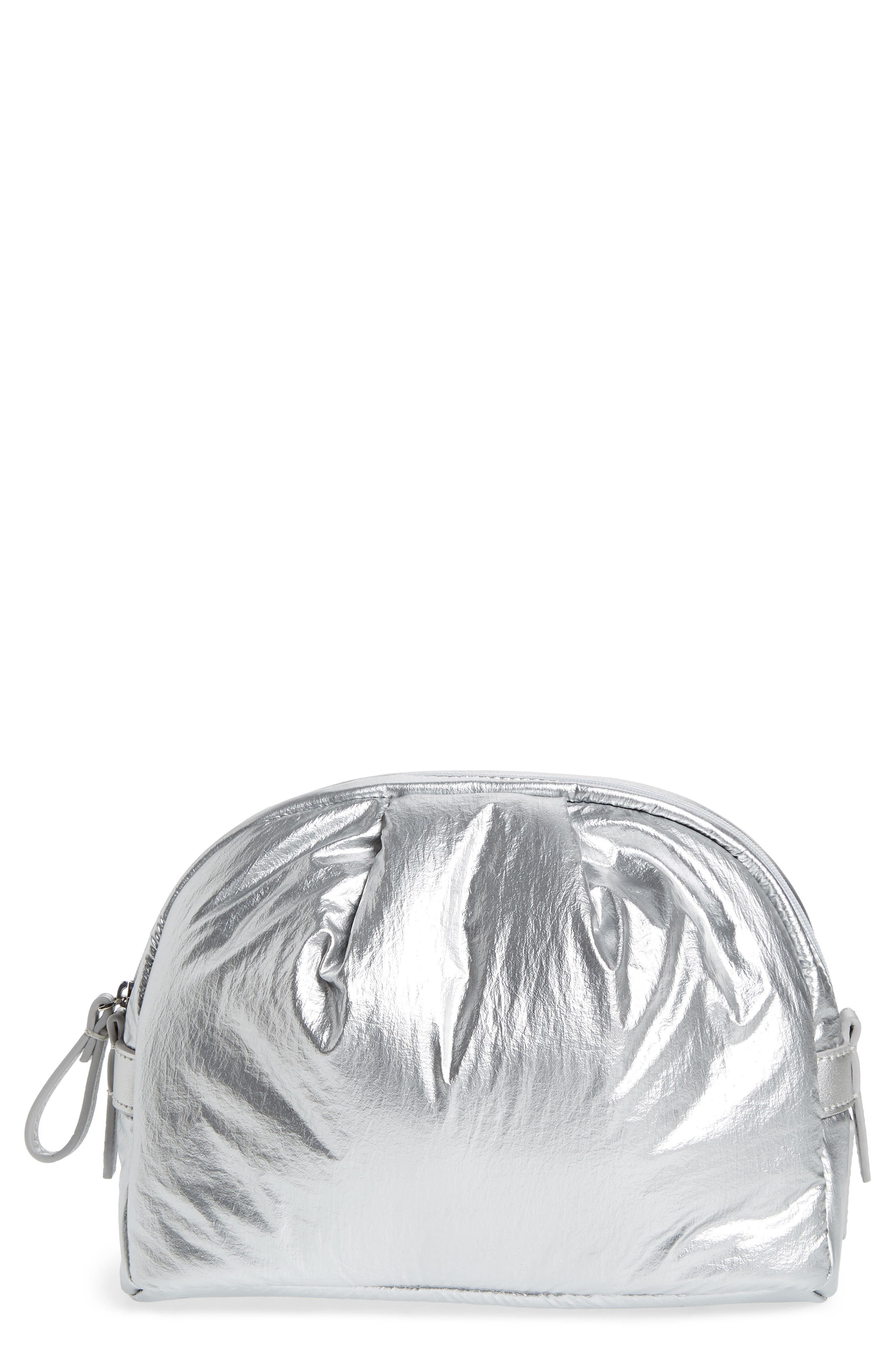 Medium Nimbus Water Resistant Nylon Pouch, Main, color, SILVER