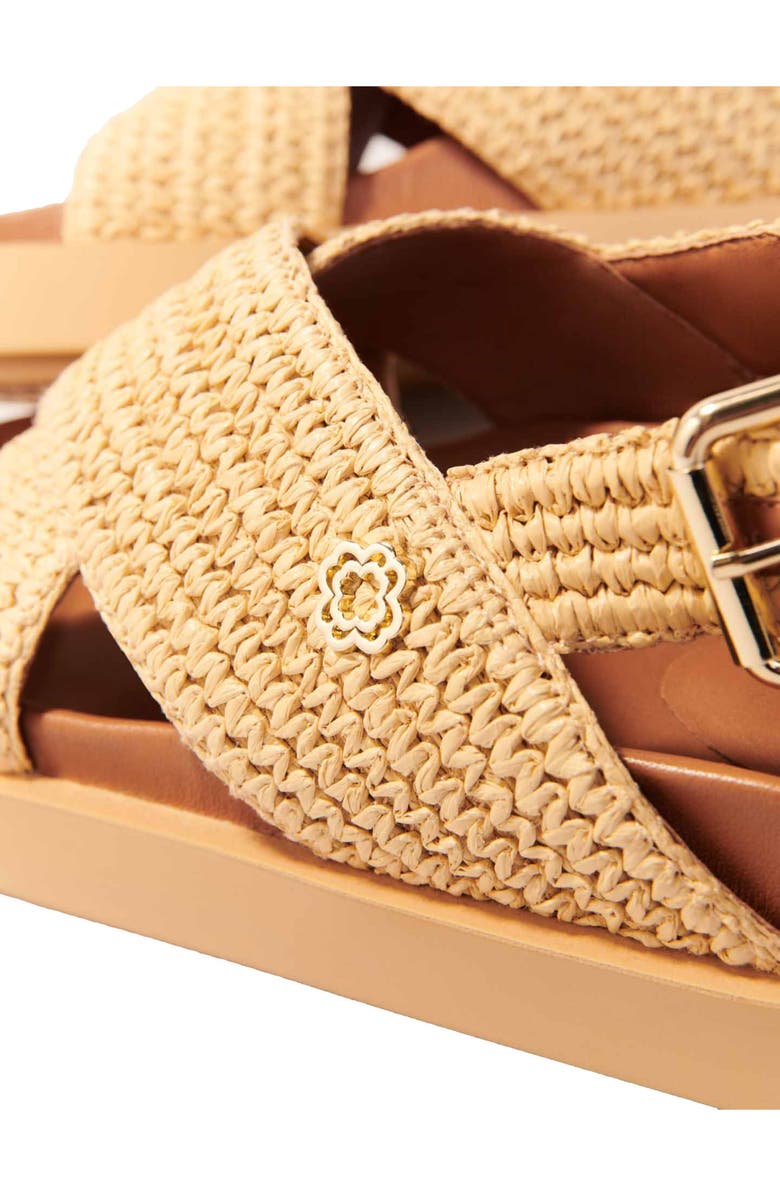 maje Raffia-effect flat sandals, Alternate, color, Beige