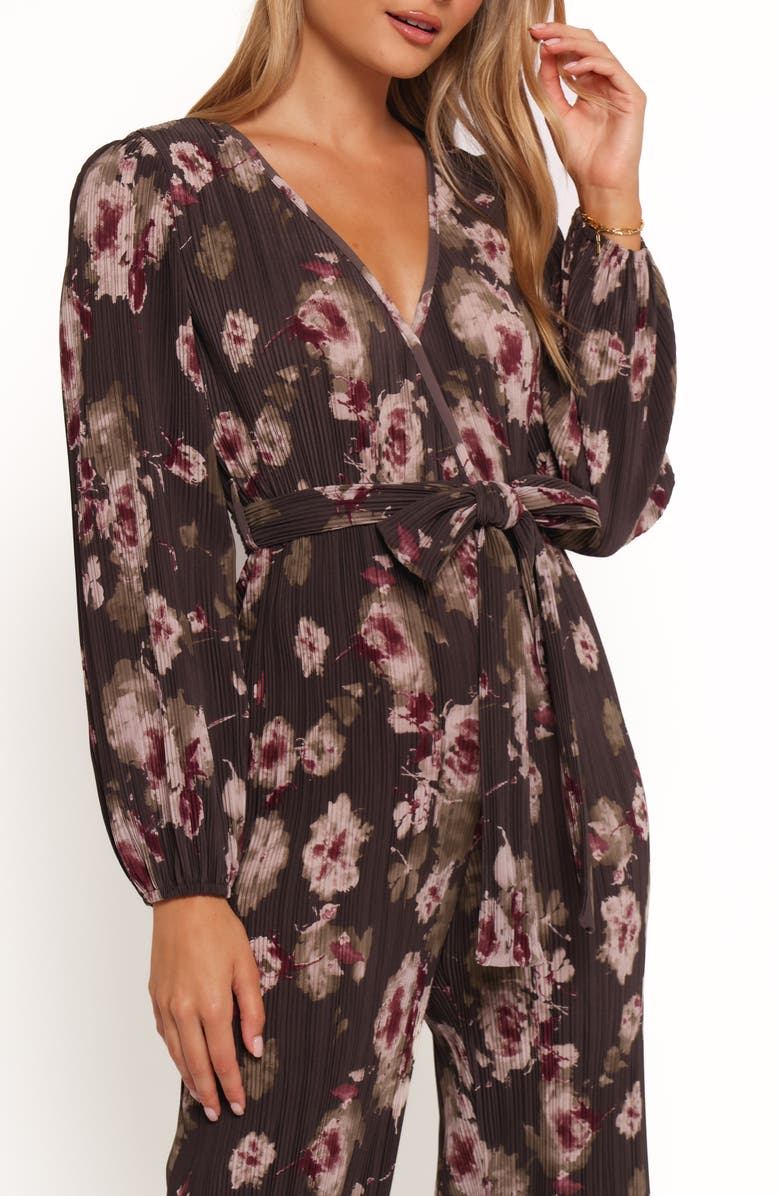 Petal & Pup Solange Floral Long Sleeve Plissé Jumpsuit, Alternate, color,