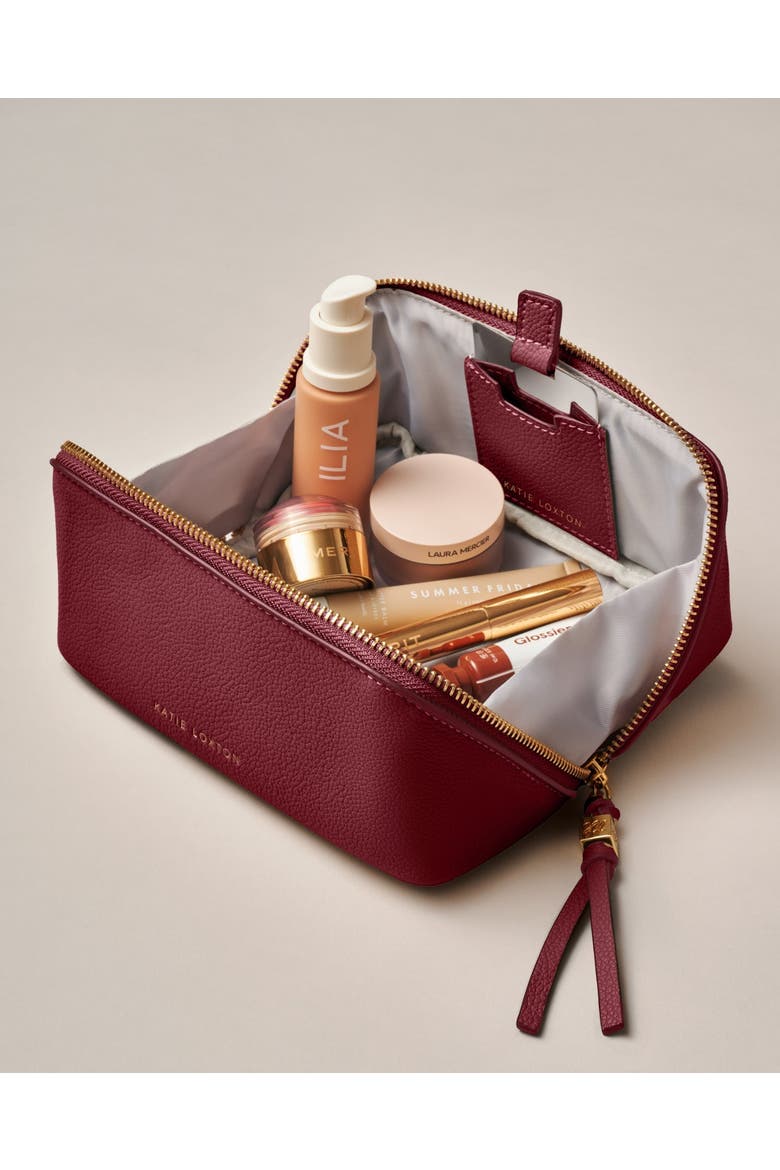 Fold-Out Mirror Makeup Bag in Cherry, Alternate, color, Cherry