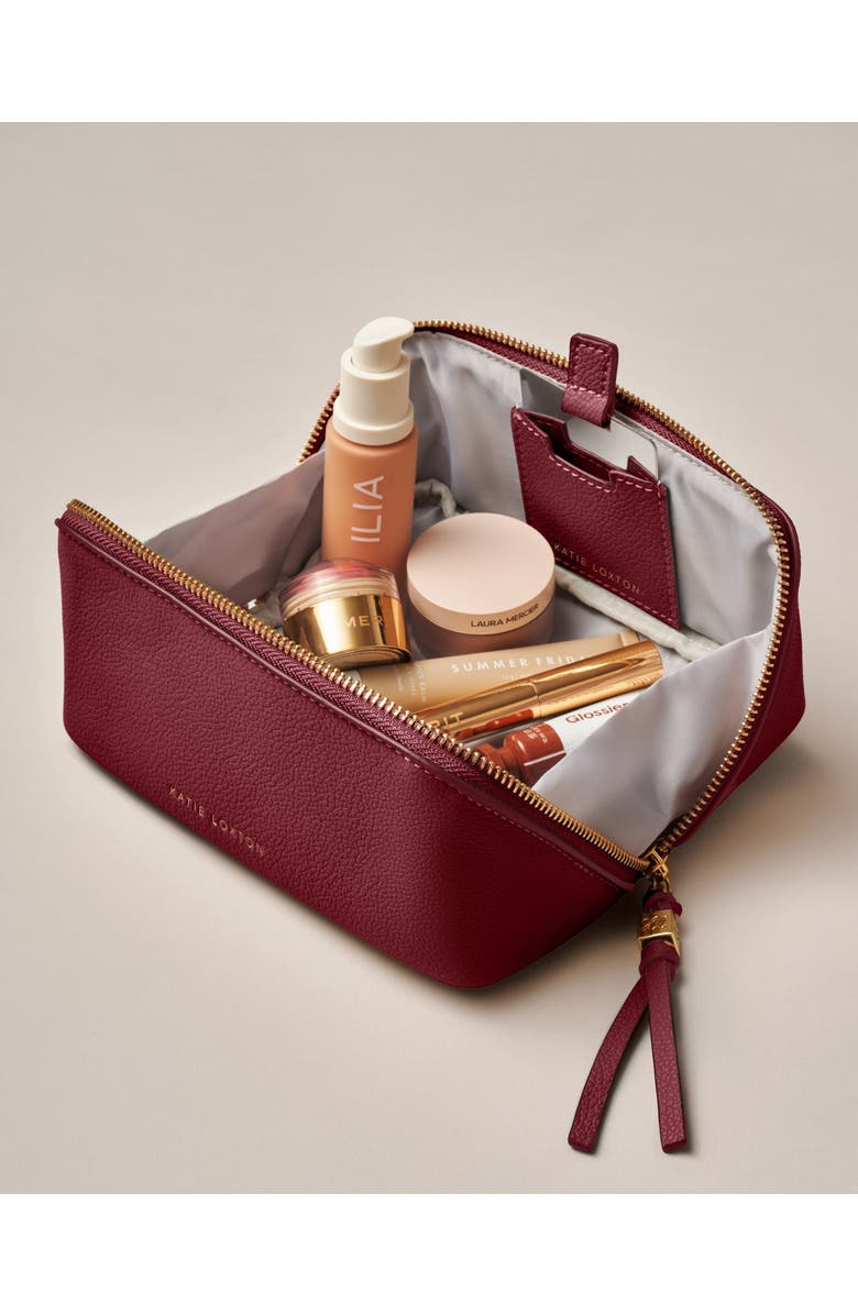 Katie Loxton Fold-Out Mirror Makeup Bag in Cherry, Alternate, color, Cherry