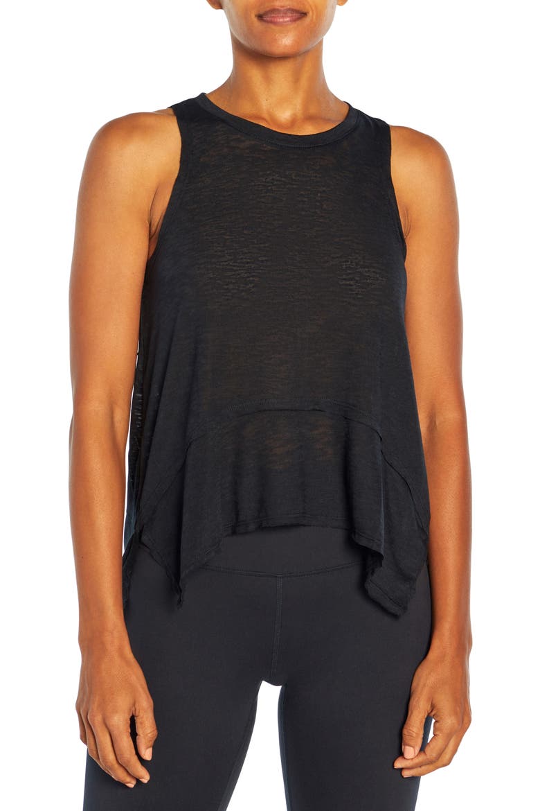 Scoop Neck Activewear Tank, Main, color, BLACK