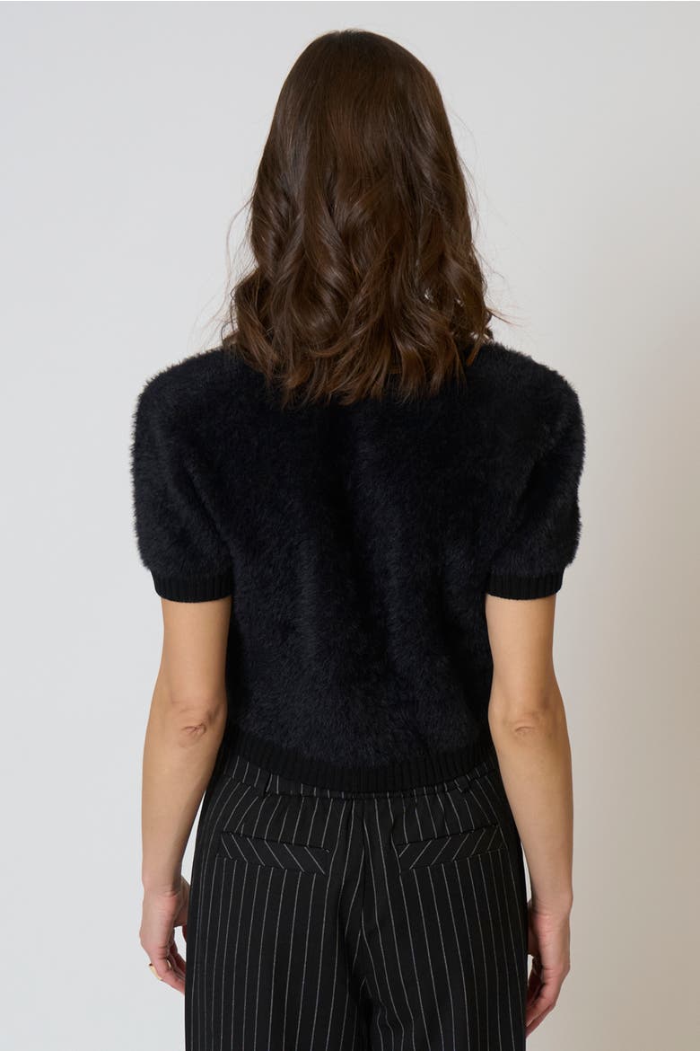 Roman Eyelash Tee With Shoulder Pads, Alternate, color, Black