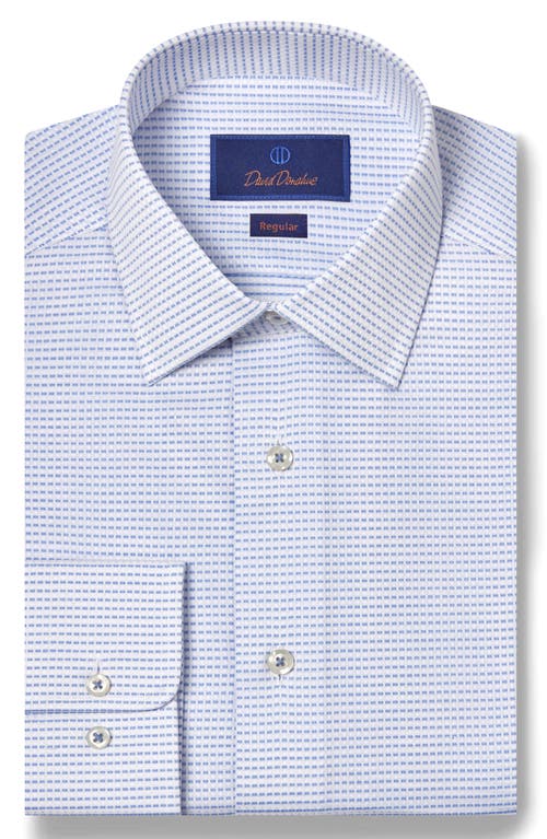 David Donahue Regular Fit Neat Print Cotton Dress Shirt In Blue
