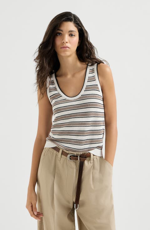 Knit top with sparkling stripes