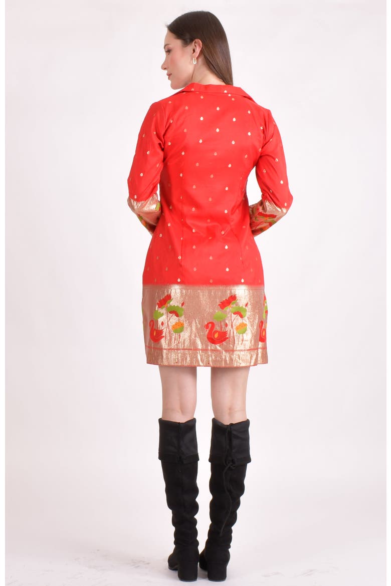 Jacquard Butti Silk Mini Blazer Dress, Alternate, color, Red