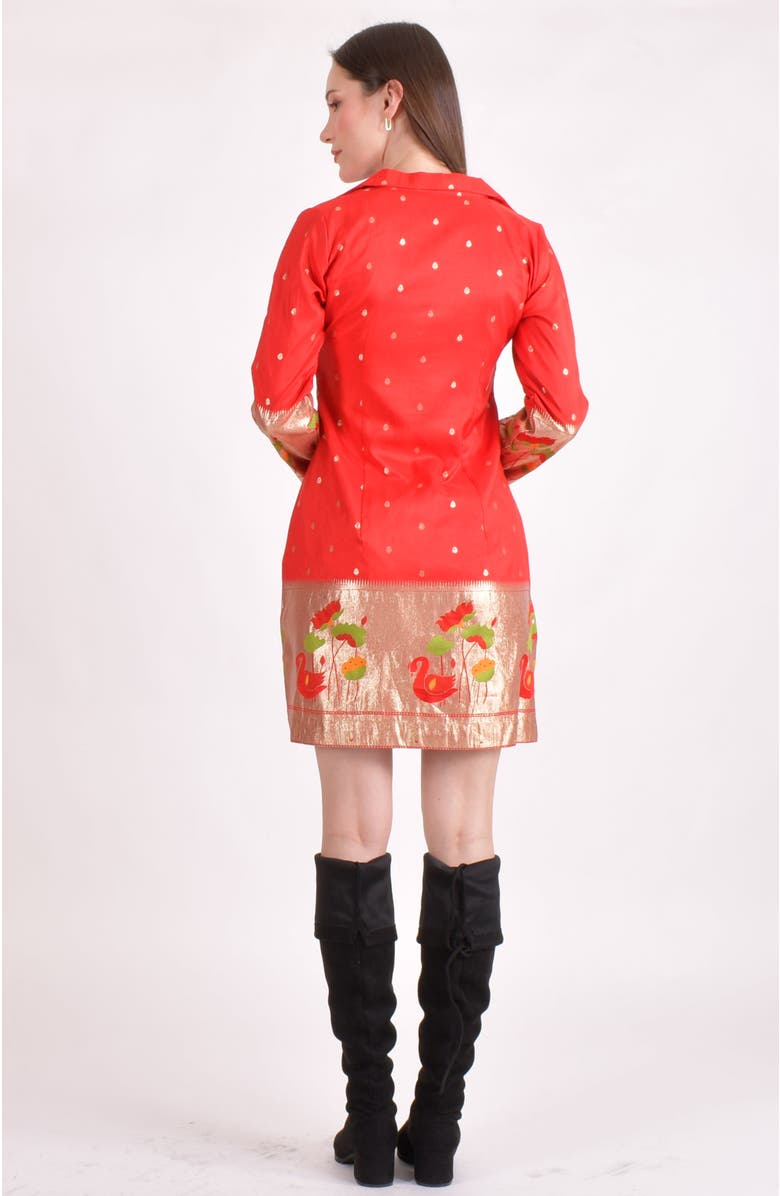 RAAS Jacquard Butti Silk Mini Blazer Dress, Alternate, color, Red