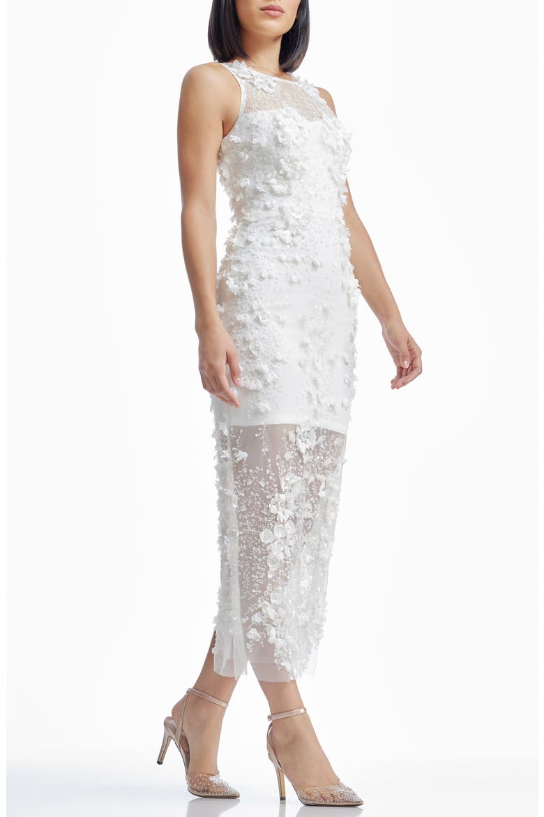 Helena Beaded Floral Sheath Gown, Alternate, color, WHITE