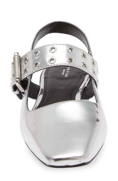 Rag & Bone Astra Metallic Buckle Slingback Ballerina Flats In Silver