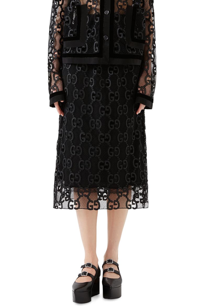 Macramé Logo Skirt, Main, color, BLACK