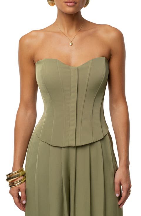 VIiv Satin Strapless Bustier Top