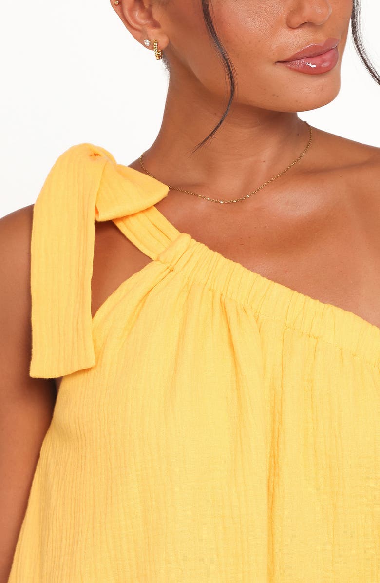 Petal & Pup Miffy One-Shoulder Cotton Romper, Alternate, color, Mango