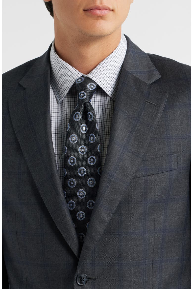 Flynn Classic Fit Grey Windowpane Check Wool Suit, Alternate, color, CHARCOAL