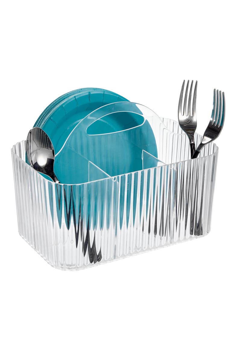 Plastic Shower Caddy Storage Organizer Basket with Handle, Alternate, color, Clear/Clear