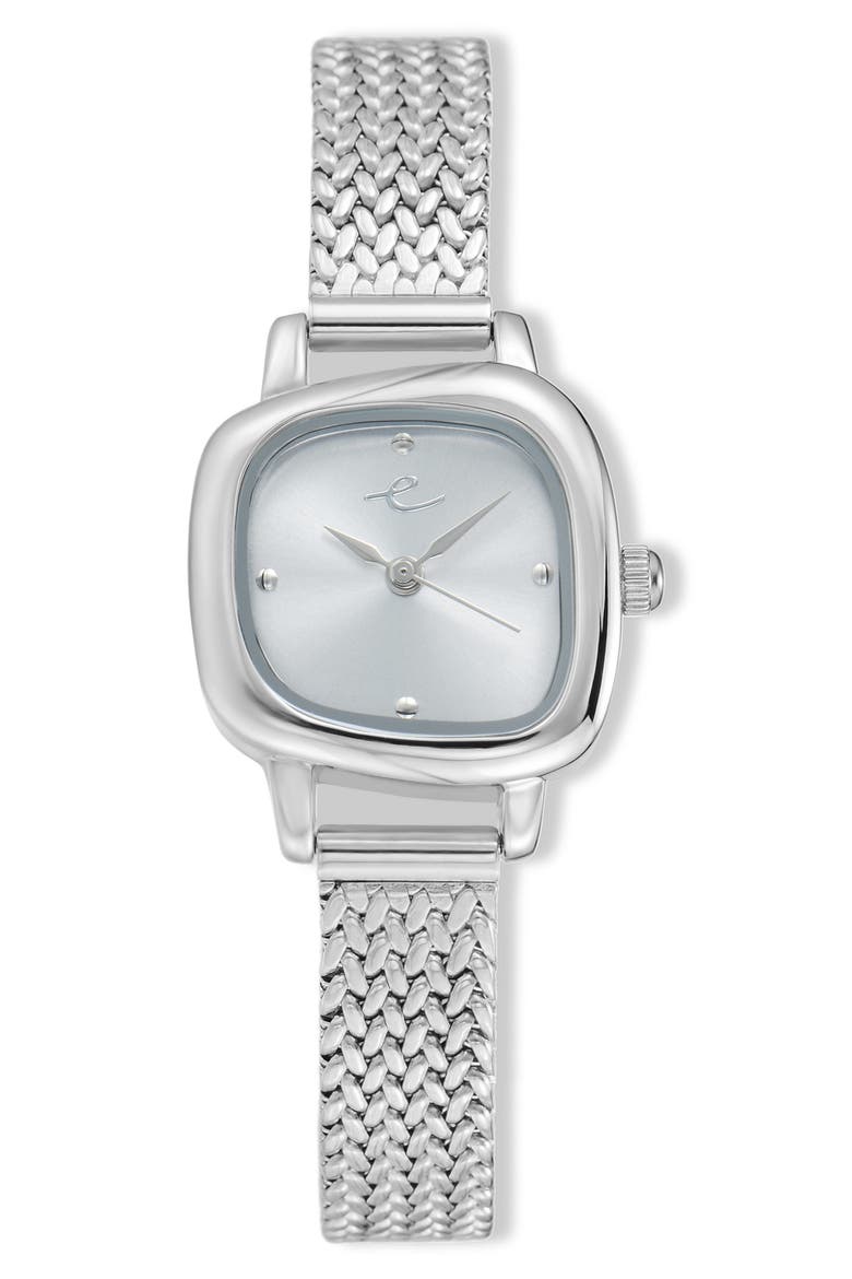 Wavy Case Mesh Strap Watch, Main, color, SILVER