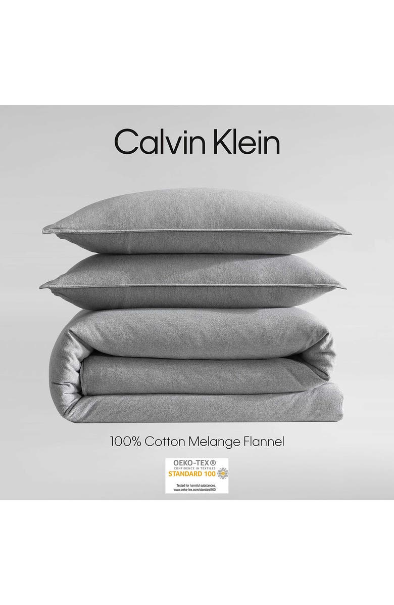Calvin Klein Mélange Flannel Comforter & Sham Set, Alternate, color, Silver Grey