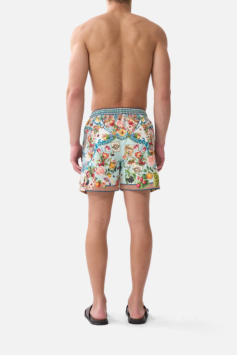 Mid Length Boardshort With Elastic Waist, Alternate, color, Magic Of The Mercado