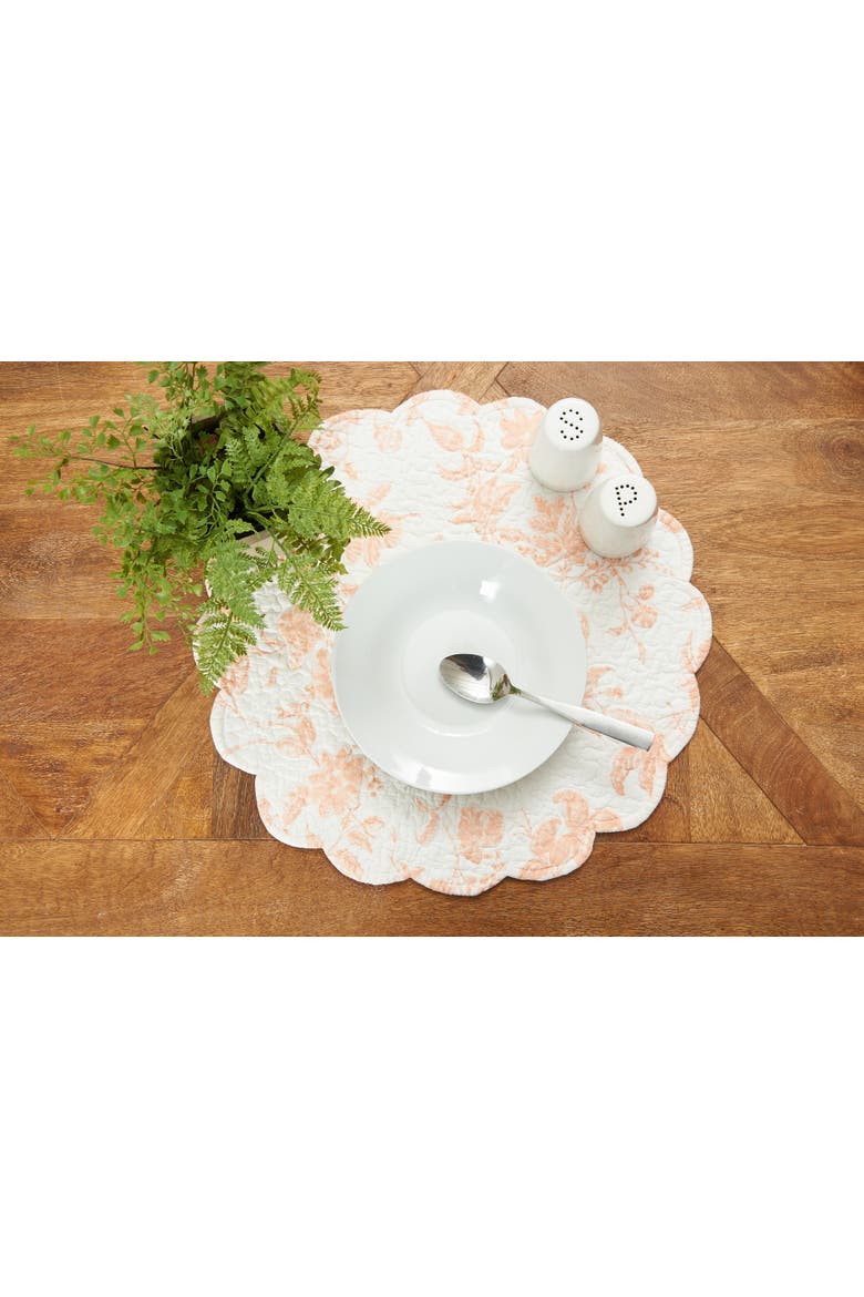 Brighton Pink Vintage Flowers 100% Cotton Round Set of 6 Placemats 17", Alternate, color, Pink