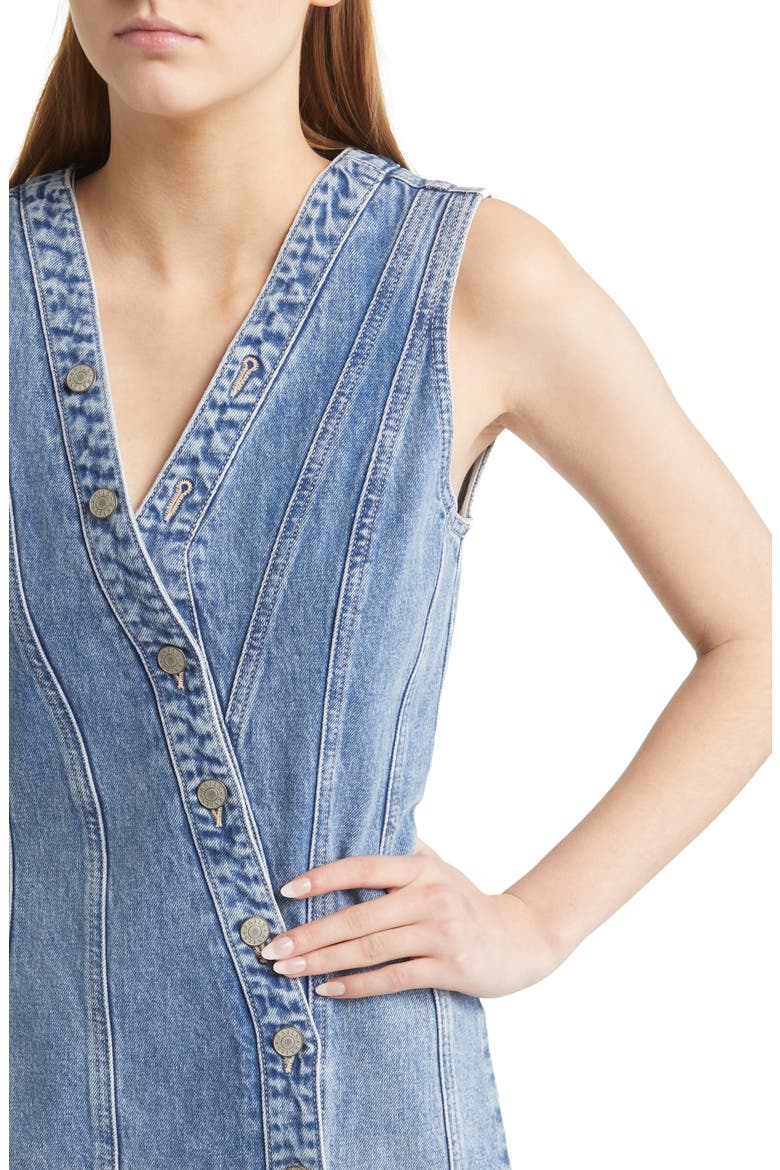 Strand Asymmetric Button-Up Denim Dress, Alternate, color, CASCADE