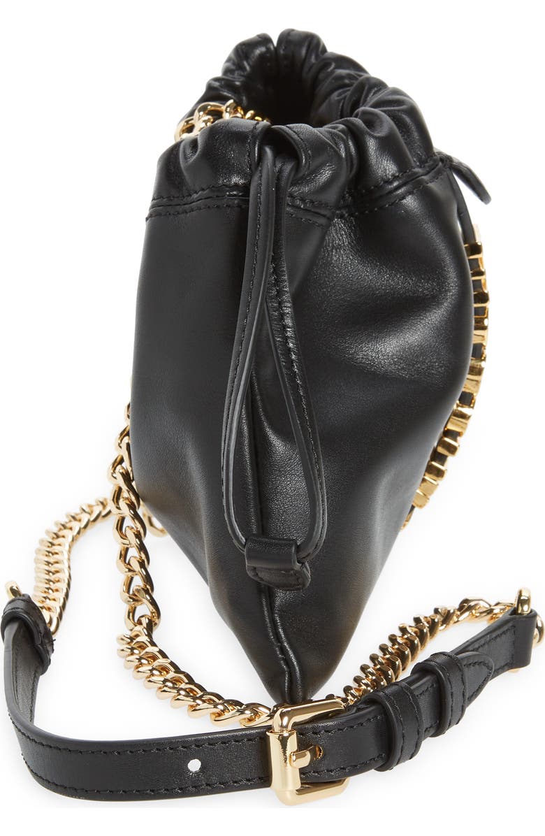 Moschino Logo Leather Drawstring Crossbody Bag, Alternate, color,